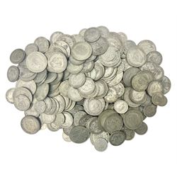 Approximately 1390 grams of Great British pre-1947 silver coins, including half crowns, two shillings / florins, shillings and sixpences