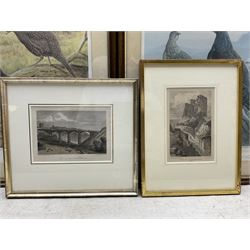 Ron David Digby (British 1936-): Game Birds, set four limited edition colour prints signed and numbered in pencil 43cm x 31cm, together with two small Scarborough engravings (6)