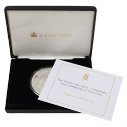 King Charles III Tristan da Cunha 2023 'Queen Elizabeth II Memorial' five ounce fine silver proof twenty-five pound coin, issued by the Jubilee Mint, cased with certificate