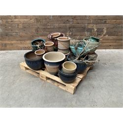Large collection of ceramic plant pots and paving slabs, (26)