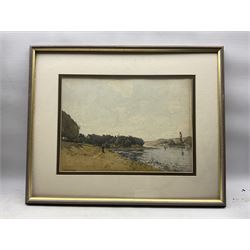 Paul Lecomte (French 1842-1920): Boating on the River, watercolour signed 27cm x 38cm