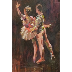 Sherree Valentine Daines (British 1959-): The Dancers, mixed media signed with initials 29cm x 19.5cm  DDS - Artist's resale rights may apply to this lot    