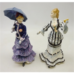  Two Royal Doulton limited edition figures in the paintings of Renoir series comprising 'La Loge' HN3472 no.37/7500 and 'Les Parapluies' HN3473 no.134/7500, both with certificates (2)  