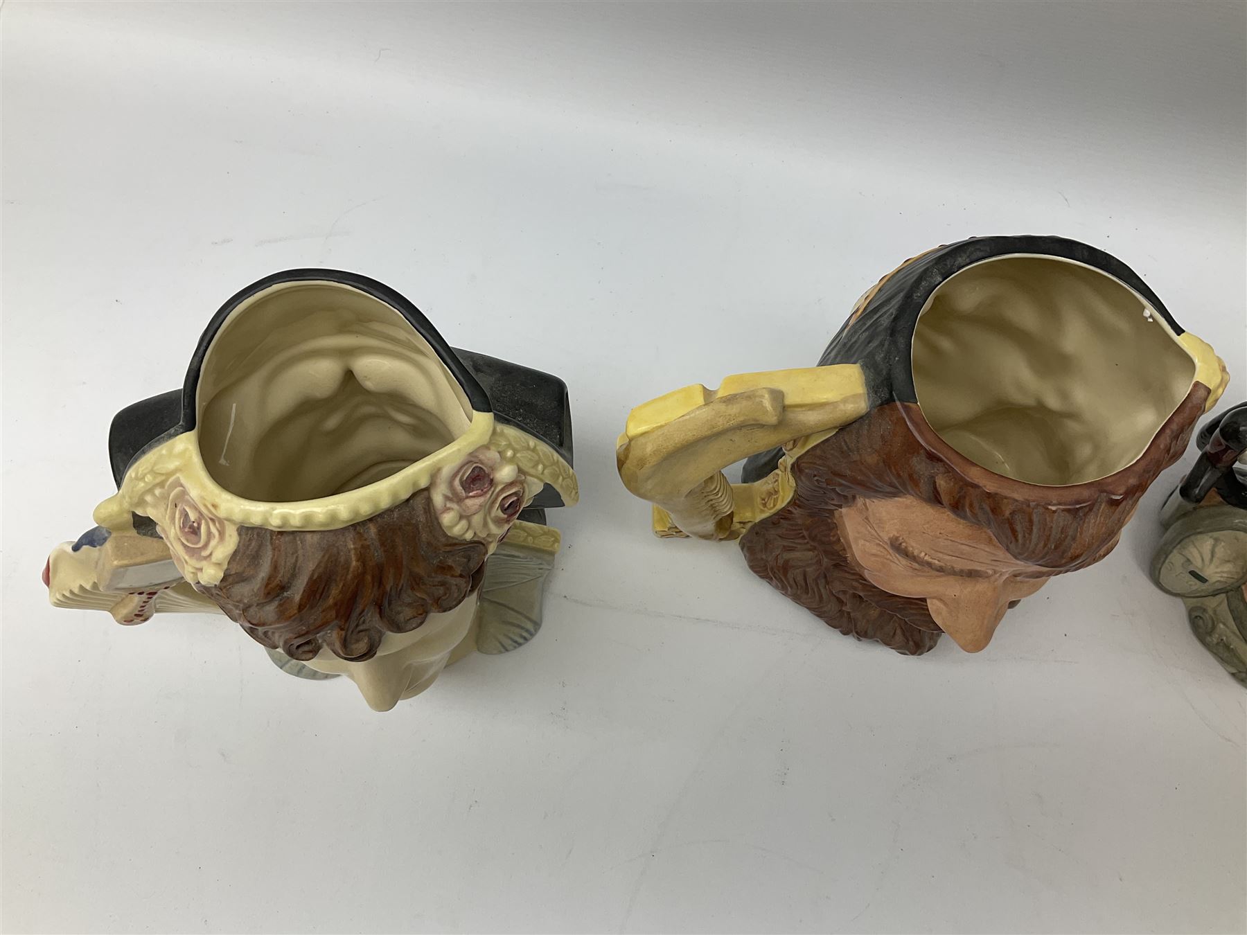 Royal Doulton double-sided character jugs from the Star Crossed Lovers Collection, comprising Napoleon & Josephine D6750, King Arthur & Guinevere D6836, Samson & Delilah D6787 and Antony & Cleopatra D6728