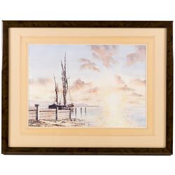 John Edwin Wigston (British 1939-): 'No 18 Dawn' 'No 19 Sunday Morning' 'No 20 Moonlight' and 'No 21 Storm', set of four watercolours signed and dated 2013, titled on label verso all 24cm x 35cm (4)