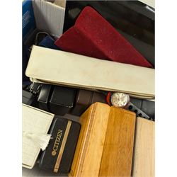 Collection of costume jewellery, including pendants, rings, etc and a quantity of wristwatches, some boxed