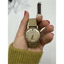 Smiths Astral gentleman's 9ct gold manual wind wristwatch, on expanding gilt bracelet and a Tissot stainless steel wristwatch