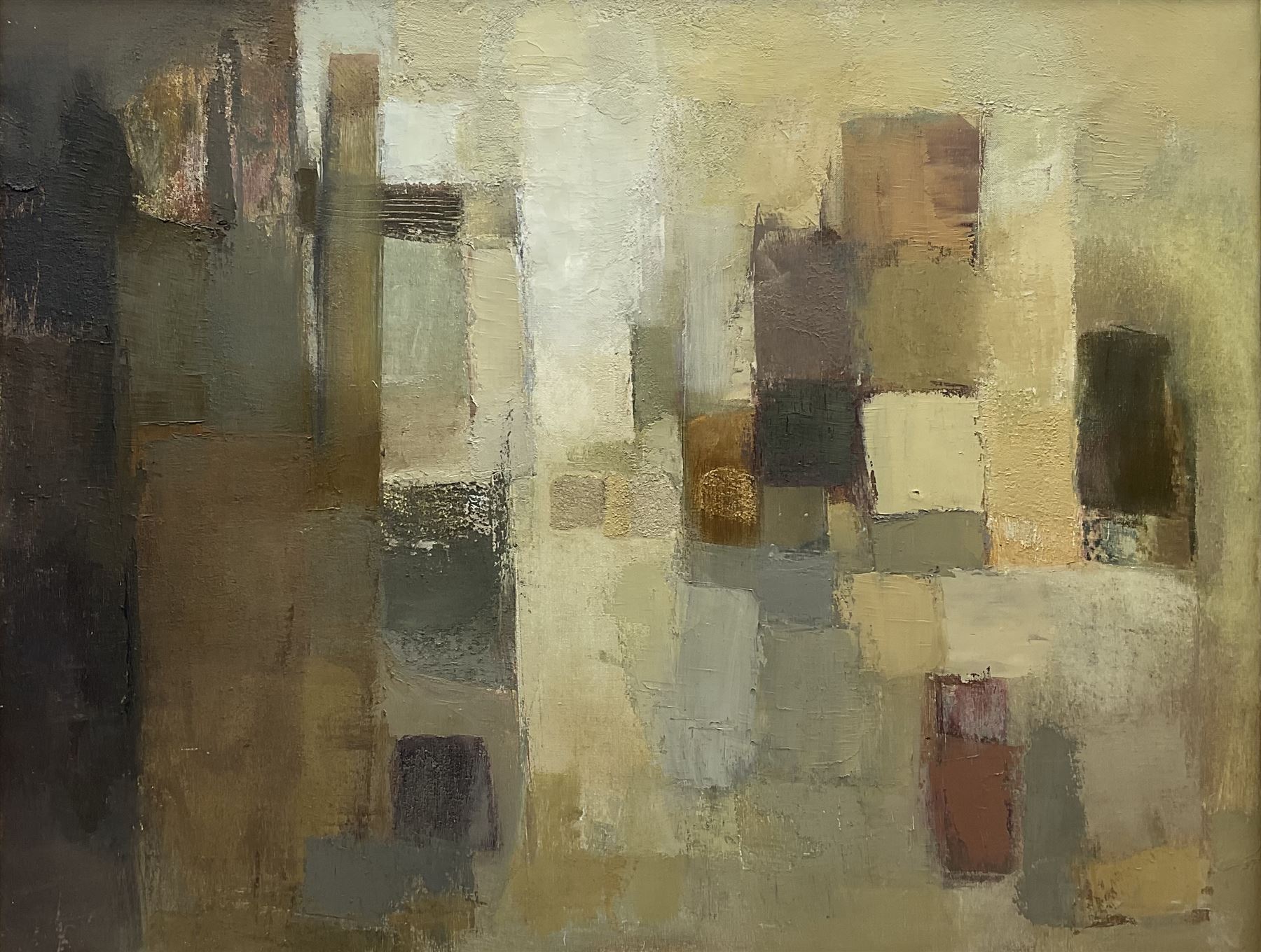 Judith Carola Shackleton (British 1945-): 'Brown Painting', oil on canvas signed and titled verso 70cm x 90cm