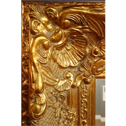  Large rectangular bevelled edge wall mirror in ornate swept gilt frame, 170cm x 200cm  