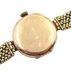 Early 20th century Swiss 9ct gold wristwatch, case by Sylvain Dreyfus, Chester 1932, on 9ct gold strap hallmarked