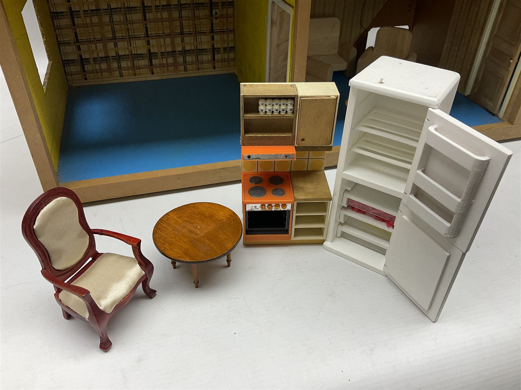 Swedish Lundby dolls house with furniture, H42cm, L66cm