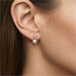 Pair of gold pearl and diamond stud earrings, and one other pair, both 9ct