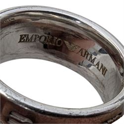 Two gentleman's Armani silver rings (boxed) and Links of London two dial travelling clock (cased)