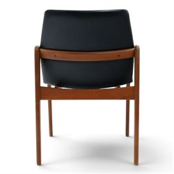Henning Kjaernulf (1911–1975) for Korup Stolefabrik - Danish mid-century teak framed model 23 chair with black leatherette upholstery