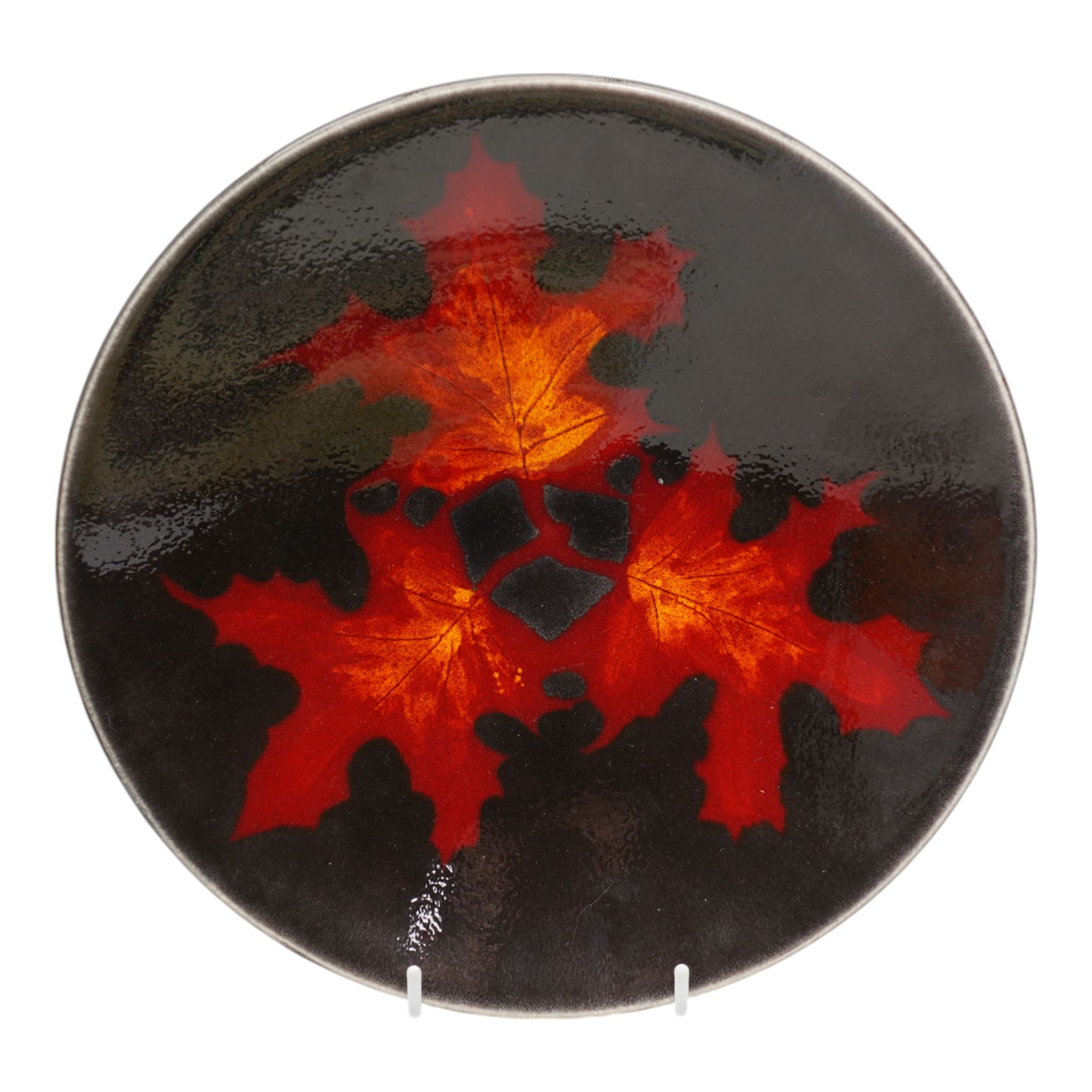 Poole Pottery Maple pattern vase H26cm and plate signed by Nicola Massarella, together with other Poole Pottery including 'Infusion' plaque, two vases and Poole Pottery - Carter & Company and their Successors 1873 - 1998 by Leslie Hayward edited by Paul Atterbury 1998 hardback book (6)