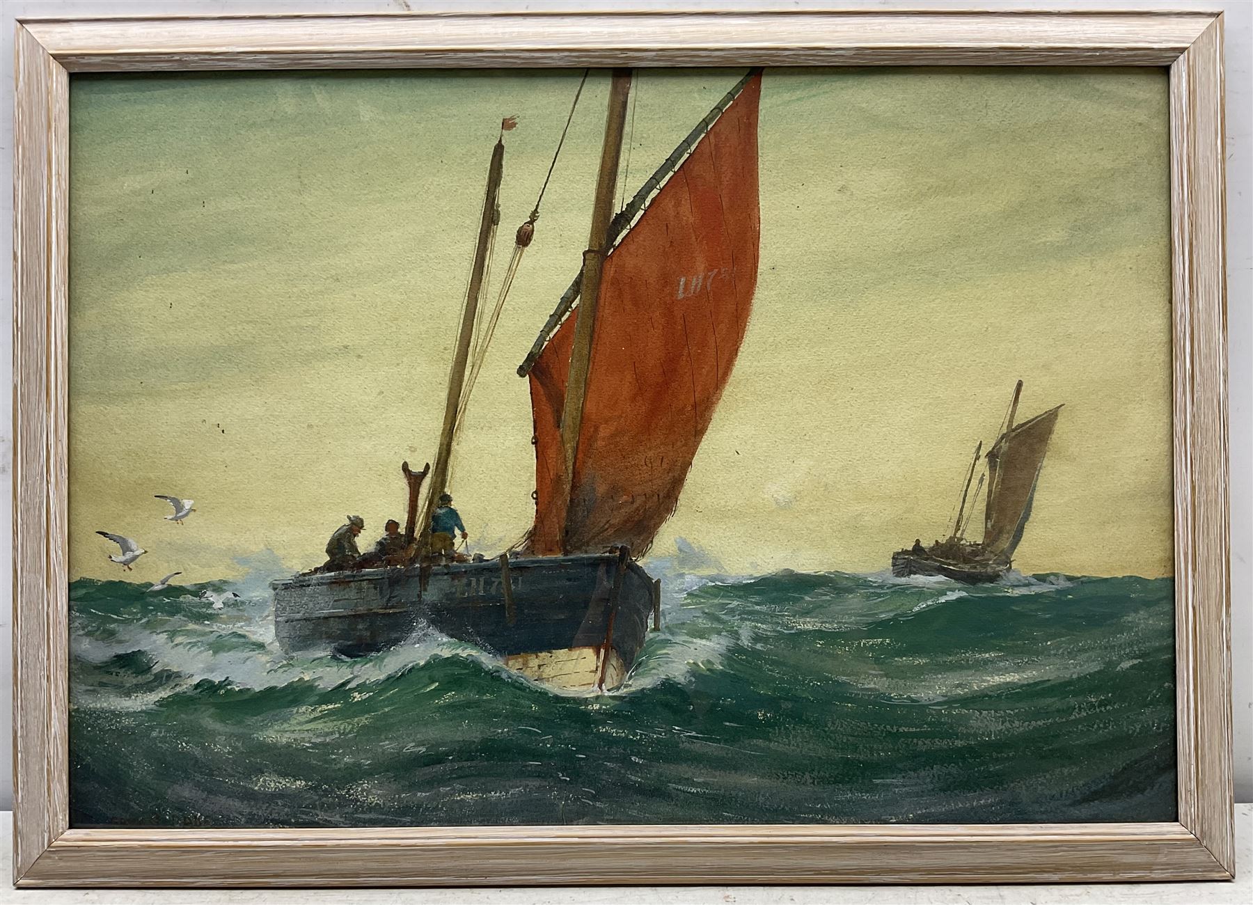 Ernest Dade (Staithes Group 1868-1934): Lowestoft Herring Boats followed by Gulls, gouache signed 43cm x 63cm 
Provenance: by direct descent through the artist's family, never previously been on the market.