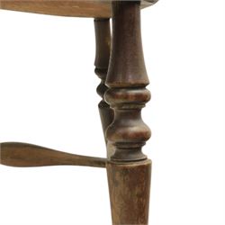 Early 20th century elm smoker's bow or captain's chair, elm dished seat raised on turned supports