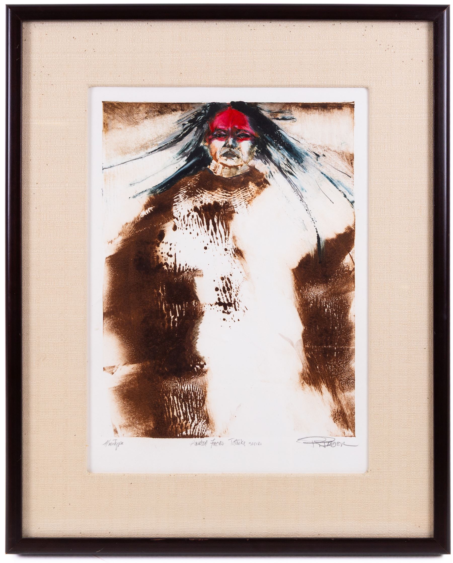 Roger Broer (American 1945-): Painted Faces - Tatanka Series, monotype signed and titled 32cm x 24cm