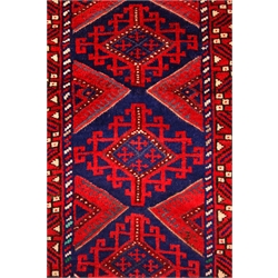 Meshwani red and blue ground runner rug, 255cm x 62cm