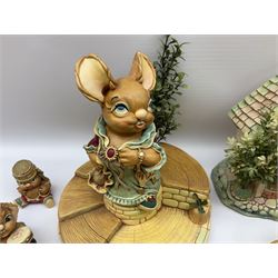Extensive collection of Pendelfin rabbits and stands, to include Betsy Barge, Fruit Shop, Uncle Soames, Event Piece etc, many with original boxes 