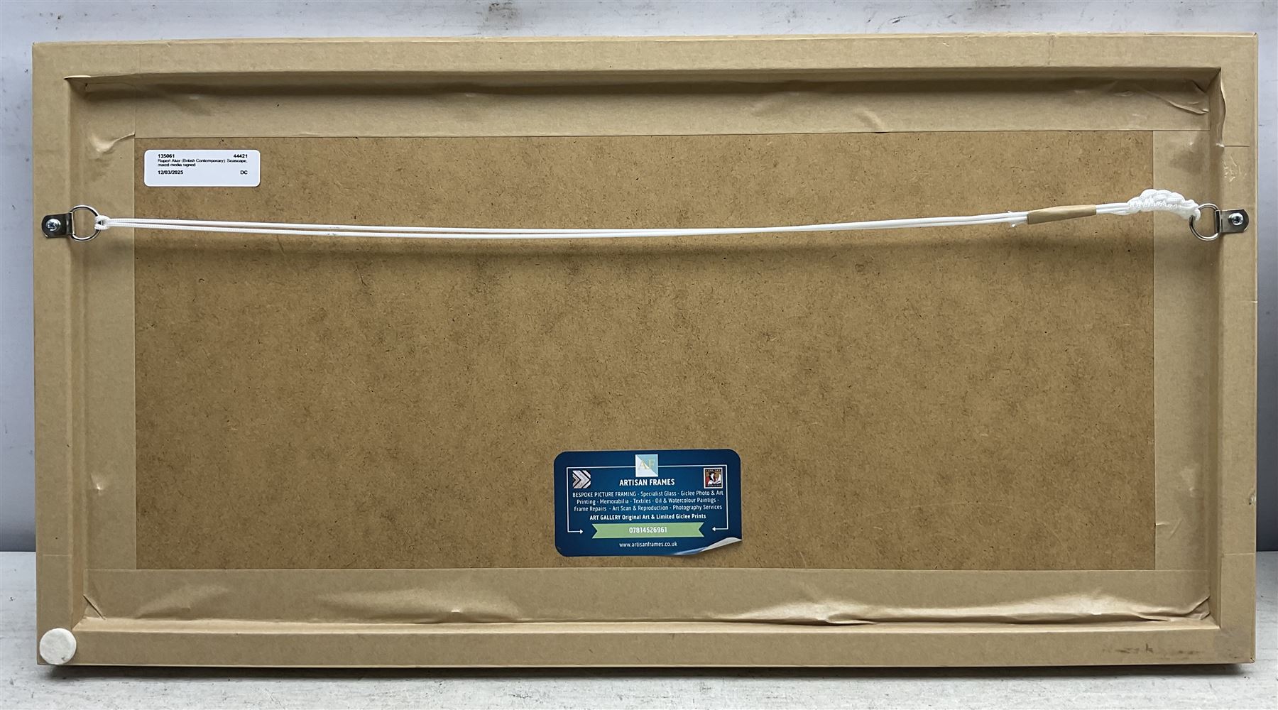 Rupert Aker (British Contemporary): Seascape, mixed media on canvas laid on board signed 19cm x 45cm