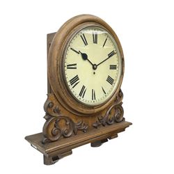 Winterhalter and Hoffmeier -  German oak cased early 20th century fusee wall clock, with a...