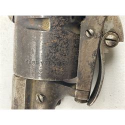 19th century 7mm five-shot pin-fire revolver, the cylinder marked 'The Savety (sic) American Revolver 1879', with folding trigger and two-piece walnut grip L18cm