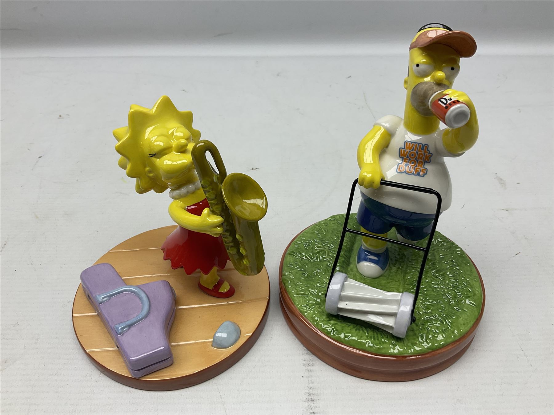 Six Coalport The Simpsons character figures, comprising limited edition 'The Family That Sits Together Fits Together' annual 2005, TS01 Two to Tango, The Gift of Maggie, Will Work For Duff, Yellow Girl Blues and Losing His Marbles, all boxed