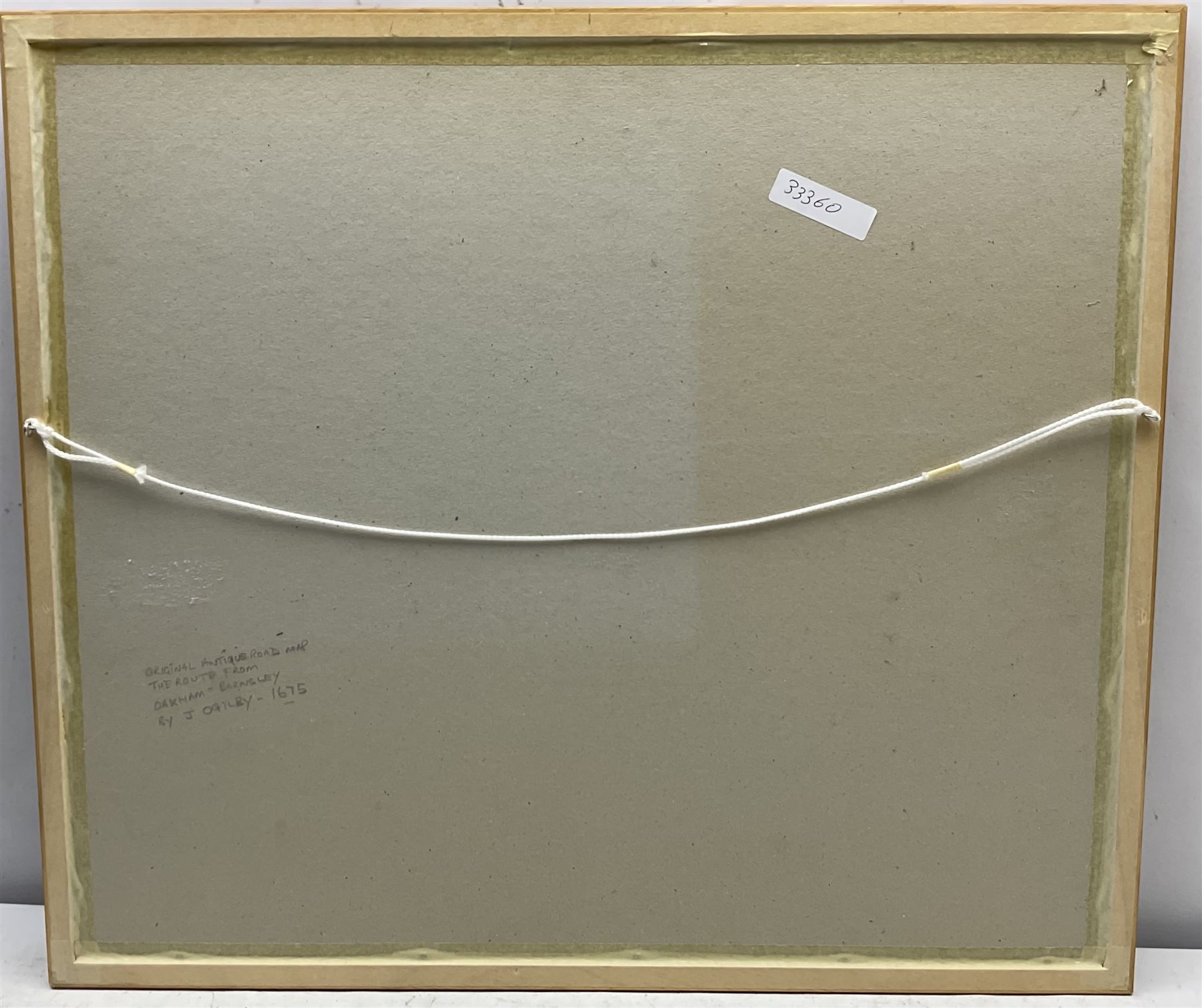 John Ogilby (British 1600-1676): 'The Extended Road from Oakham to Richmond in Yorkshire', late 17th century engraved strip map with hand colouring 35cm x 46cm