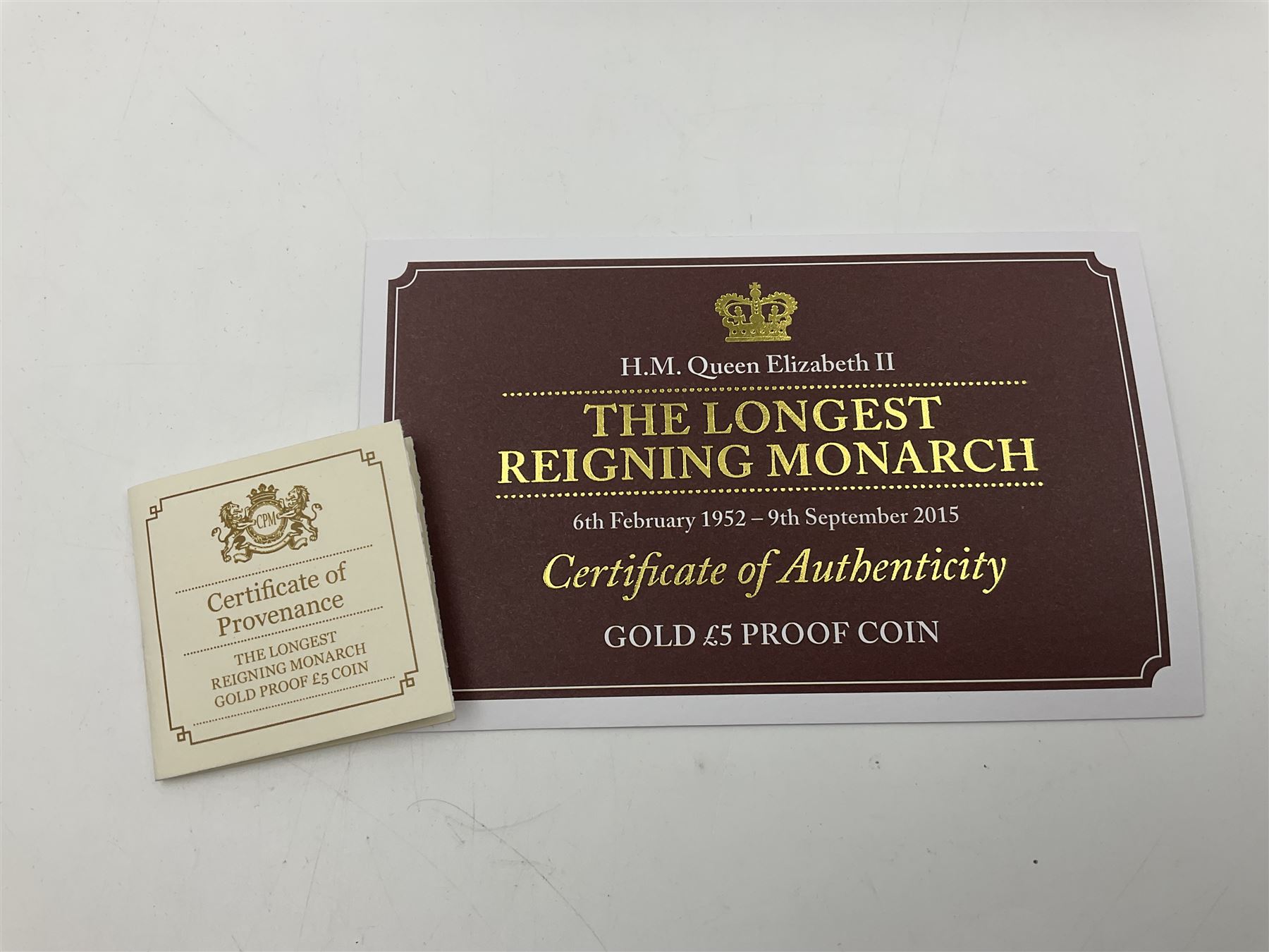 Queen Elizabeth II Bailiwick of Jersey 2015 'H.M. Queen Elizabeth II The Longest Reigning Monarch' gold proof five pound coin, cased with certificate