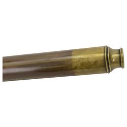 19th century leather bound brass single draw telescope, inscribed Doland London, full length L89cm