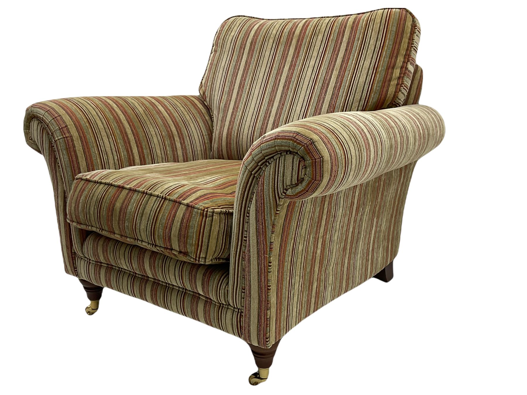 Parker Knoll armchair, upholstered in stripe fabric