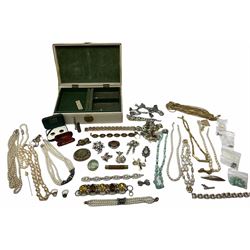 Silver cigar piercer by Dunhill, Birmingham 1958, gold garnet ring, stamped 9ct, Victorian rose gold shank hallmarked with soldered gilt cameo head and a collection of vintage and later costume jewellery