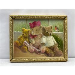 Iris Collett (British 1938-): Christmas Teddy Bears, oil on board signed 44cm x 58cm
Provenance: from the second and final part of the artist's studio sale collection