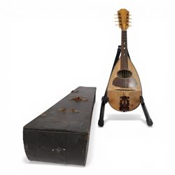 Early 20th century Italian bowl back mandolin, with bone tuners and faux tortoiseshell tai...
