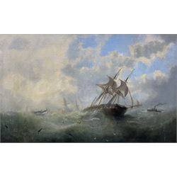 William Adolphus Knell (British 1801-1875): Ship in Distress with the Lifeboat and Steam Tug Arriving, oil on canvas signed 50cm x 80cm