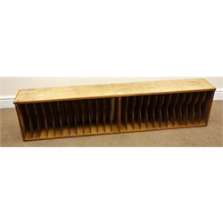  Vintage pine filing rack, W149cm, H34cm, D22cm  