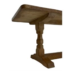 Yorkshire oak - rectangular adzed oak coffee table by Colin Almack (Beaverman), unsigned