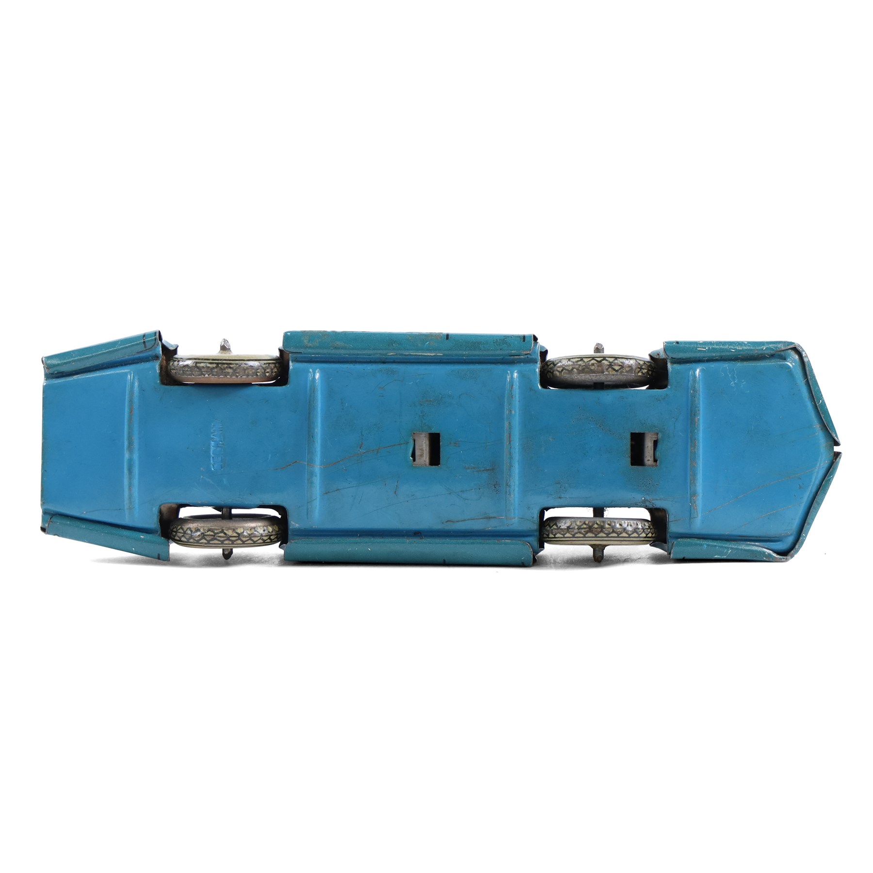 German tinplate clockwork model of Land Speed Record Car 'Bluebird' , blue body with 'Cord Success' to wheels