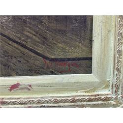 Follower of John Atkinson Grimshaw (British 1836-1893): The Custom House Liverpool Looking North, oil on board, bears spurious signature W Meegan 50cm x 75cm