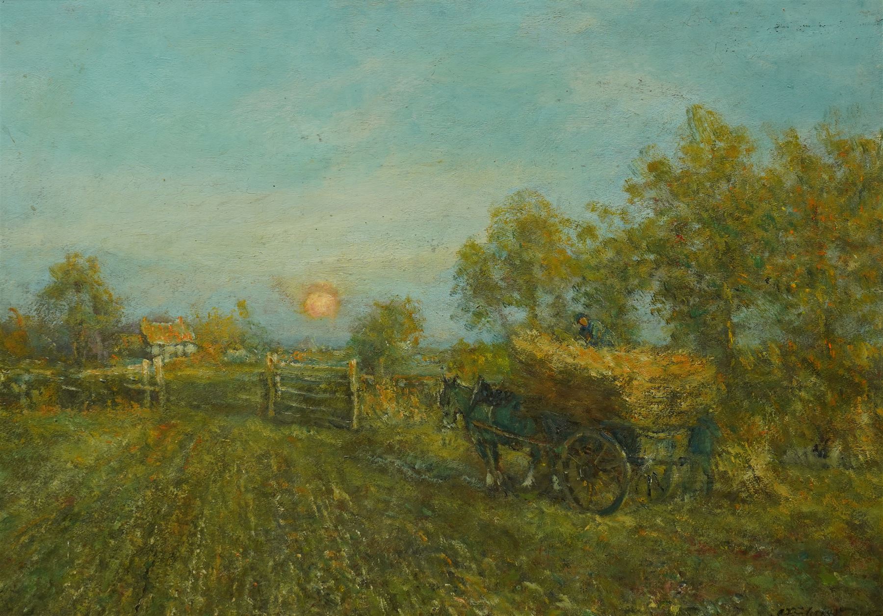 John Falconar Slater (British 1857-1937): 'The Last Load', oil on board signed, titled verso 48cm x 69cm