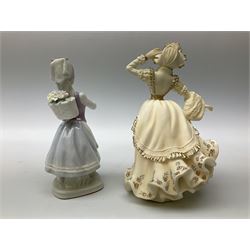Two Royal Doulton figures comprising Vanity and Goody Two Shoes, together with a Leonardo Collection Winter Breeze and three other figures