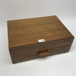 Mid 20th century matched canteen of silver-plated cutlery in oak case with lift up lid and fitted drawer 