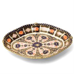 Royal Crown Derby pattern 1128 dessert dish, date mark for 1919 