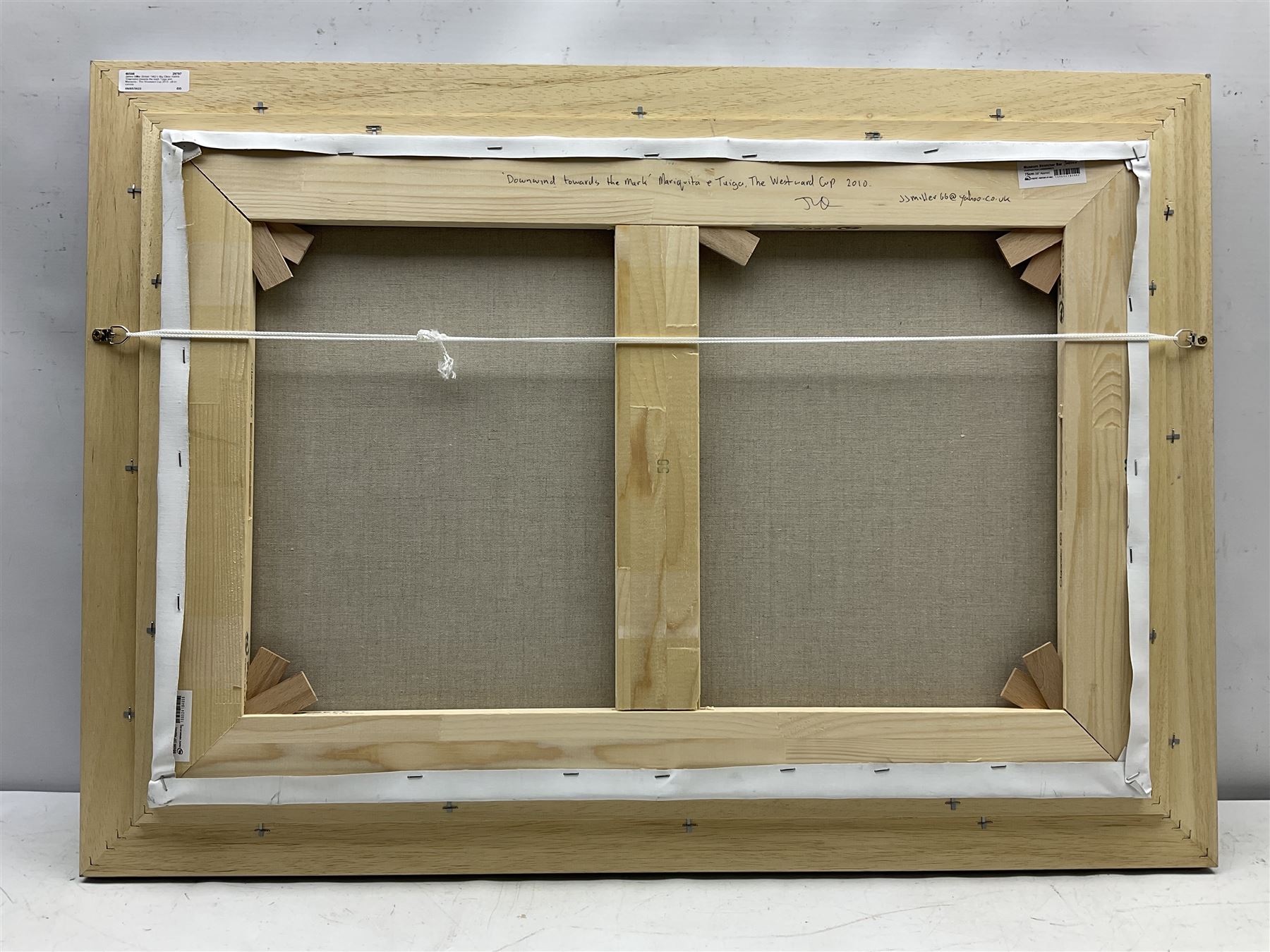 James Miller (British 1962-): Big Class Yachts 'Downwind towards the mark Tuiga and Mariquita - The Westward Cup 2010', oil on canvas signed, titled verso 49cm x 74cm 