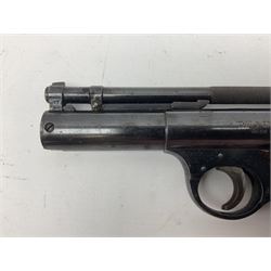 Webley Senior .177 air pistol with over lever action No.344 L24cm; and quantity of .177 pellets in a tin