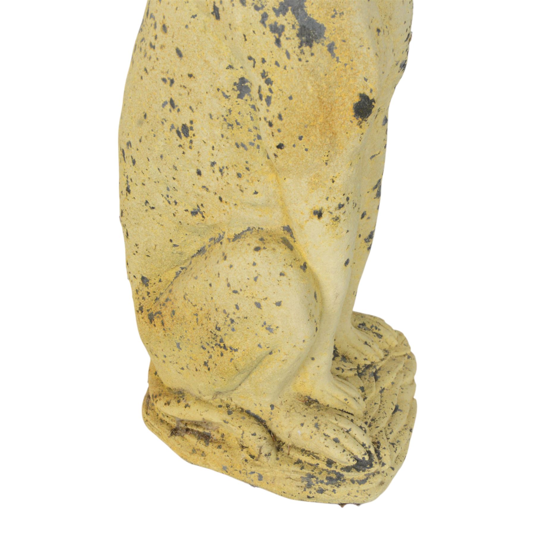 Pair of composite seated greyhound statues, H62cm 