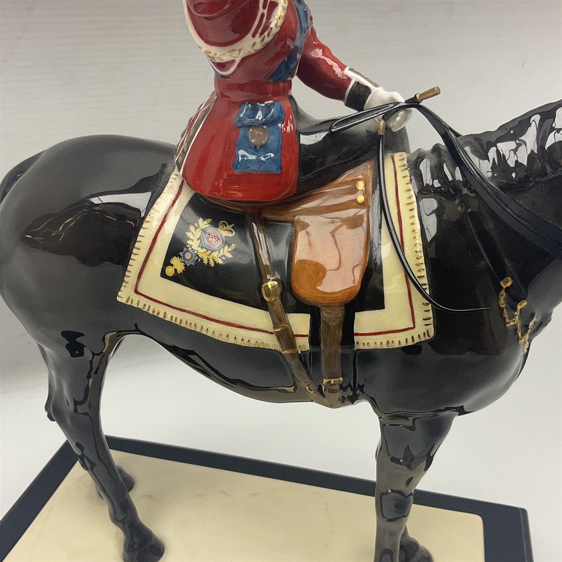 Coalport figure, 'Trooping the Colour', modelled as  Queen Elizabeth II taking the salute at Trooping the Colour, by Timothy Potts, limited edition 124/450