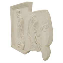 Modern fibreglass wall relief - after the east frieze of the Parthenon, depicting draped figures from the Panathenaic procession in low relief