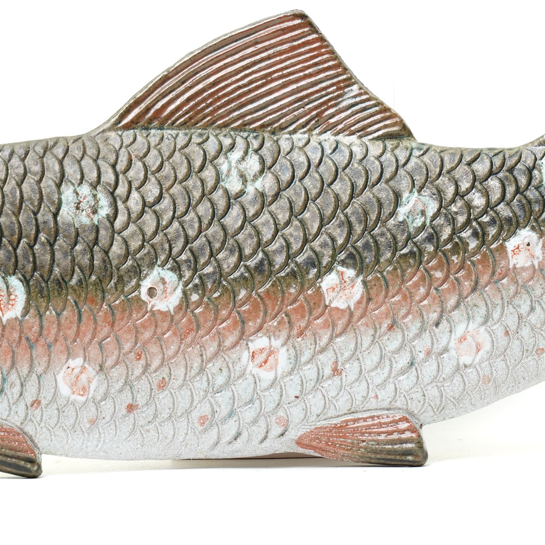 Thomas Hellström for the Swedish Nittsjö Keramik company - model of a trout, stamped verso, W55cm